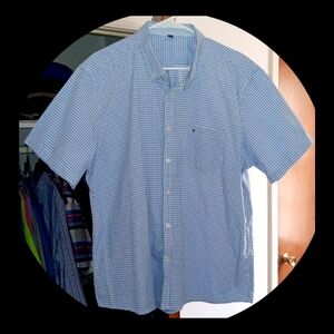 Blue Casual Button Down Shirt Lightweight Cotton Size 2XL